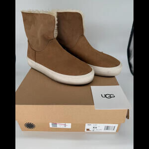 UGG Chestnut Brown Suede Shearling-Lined Ankle Booties